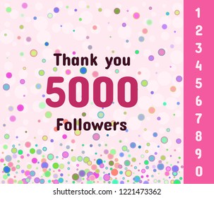 Thank you Followers banner with set of numbers. Vector illustration.