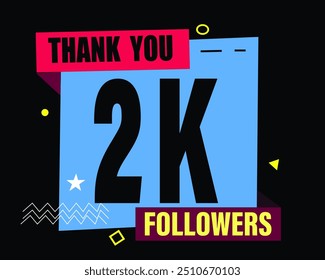 Thank you  FOLLOWERS  celebration modern colorful design