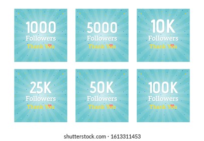 Thank you followers congratulation banners. Illustration for social networks