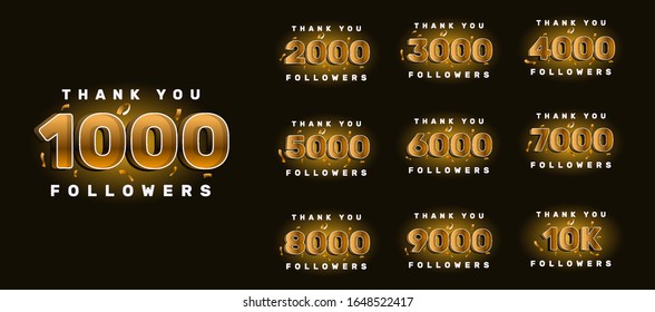 Thank you followers congratulation card. Number of subscribers. Vector illustration for Social Networks