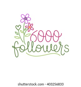 Thank you followers Flower Card. Vector thanks design template for network friends and followers. Image for Social Networks. Web user celebrates a large number of subscribers or followers.