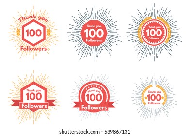 Thank you followers icons or badge set