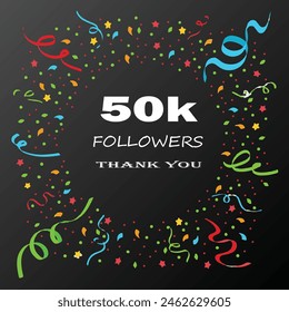 Thank you followers label badge white color theme isolated on grey background. 500k followers. Vector greeting artwork.