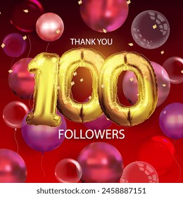 Thank you followers peoples, 100k online social group, happy banner celebrate, Vector illustration