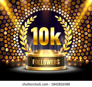 Thank you followers peoples, 10k online social group, happy banner celebrate, Vector illustration