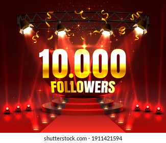 Thank you followers peoples, 10k online social group, happy banner celebrate, Vector illustration