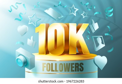 Thank you followers peoples, 10k online social group, happy banner celebrate, Vector illustration