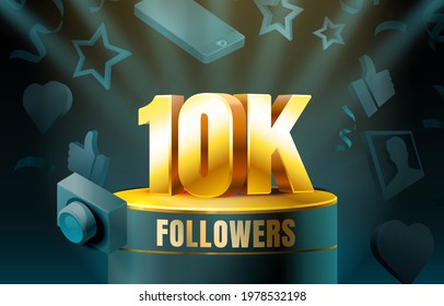 Thank you followers peoples, 10k online social group, happy banner celebrate, Vector illustration