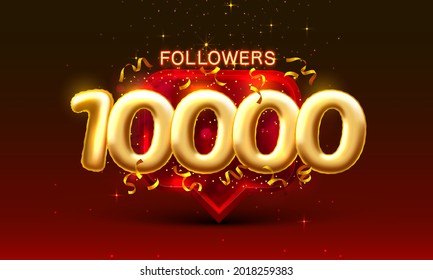 Thank you followers peoples, 10k online social group, happy banner celebrate, Vector illustration