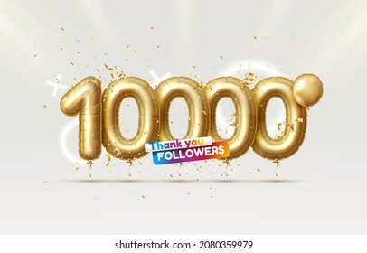 Thank you followers peoples, 10k online social group, happy banner celebrate, Vector illustration