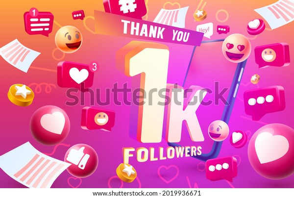 Thank You Followers Peoples 1k Online Stock Vector (Royalty Free ...