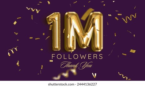 Thank you followers peoples, 1m online social group, happy banner celebrate, Vector illustration