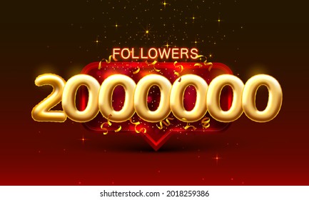 Thank you followers peoples, 2000k online social group, happy banner celebrate, Vector illustration