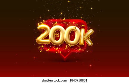 Thank you followers peoples, 200k online social group, happy banner celebrate, Vector illustration