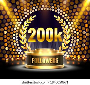 Thank you followers peoples, 200k online social group, happy banner celebrate, Vector illustration