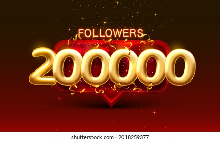 Thank you followers peoples, 200k online social group, happy banner celebrate, Vector illustration