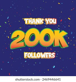 Thank you followers peoples, 200k online social group, happy banner celebrate, Vector illustration