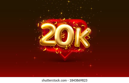 Thank you followers peoples, 20k online social group, happy banner celebrate, Vector illustration