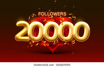 Thank you followers peoples, 20k online social group, happy banner celebrate, Vector illustration