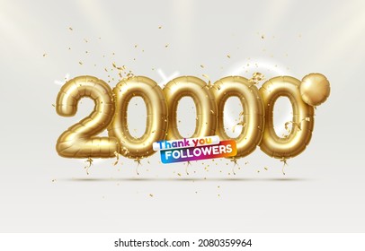 Thank you followers peoples, 20k online social group, happy banner celebrate, Vector illustration