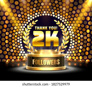 Thank you followers peoples, 2k online social group, happy banner celebrate, Vector illustration