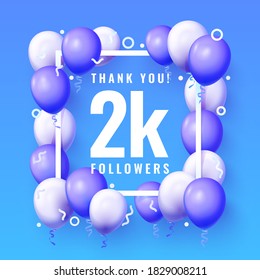 Thank you followers peoples, 2k online social group, happy banner celebrate, Vector illustration