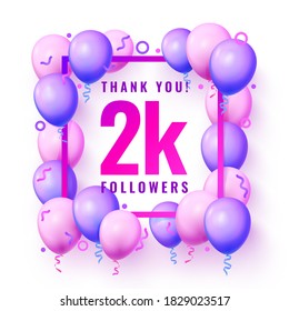 Thank you followers peoples, 2k online social group, happy banner celebrate, Vector illustration