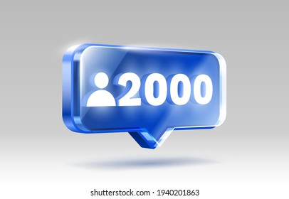 Thank you followers peoples, 2k online social group, happy banner celebrate, Vector illustration