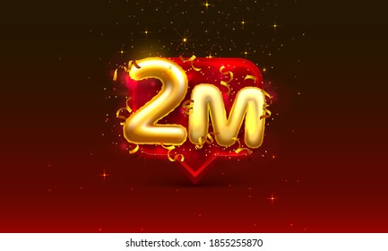 Thank you followers peoples, 2m online social group, happy banner celebrate, Vector illustration