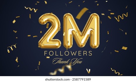 Thank you followers peoples, 2m online social group, happy banner celebrate, Vector illustration