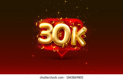 Thank you followers peoples, 30k online social group, happy banner celebrate, Vector illustration
