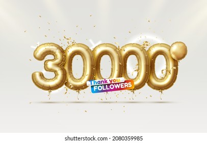 Thank you followers peoples, 30k online social group, happy banner celebrate, Vector illustration