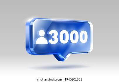 Thank you followers peoples, 3k online social group, happy banner celebrate, Vector illustration