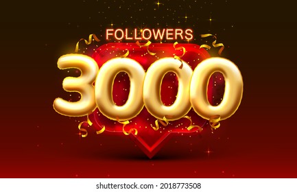 Thank you followers peoples, 3k online social group, happy banner celebrate, Vector illustration