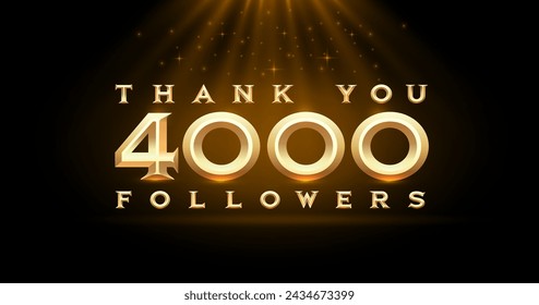 Thank you followers peoples, 4000 online social group, happy banner celebrate, Vector illustration