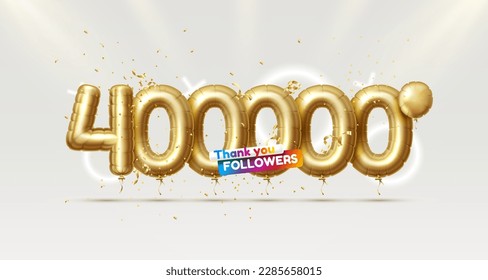 Thank you followers peoples, 400000 online social group, happy banner celebrate, Vector illustration