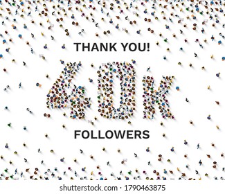 Thank you followers peoples, 40k online social group, happy banner celebrate, Vector illustration