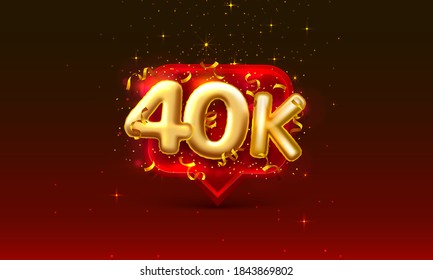 Thank you followers peoples, 40k online social group, happy banner celebrate, Vector illustration