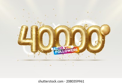 Thank you followers peoples, 40k online social group, happy banner celebrate, Vector illustration