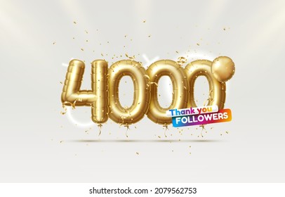 Thank you followers peoples, 4k online social group, happy banner celebrate, Vector illustration