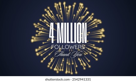 Thank you followers peoples, 4m online social group, happy banner celebrate, Vector illustration image.