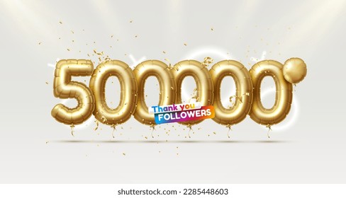 Thank you followers peoples, 500000 online social group, happy banner celebrate, Vector illustration