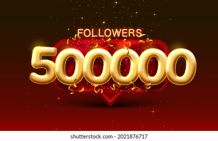 Thank you followers peoples, 500k online social group, happy banner celebrate, Vector illustration