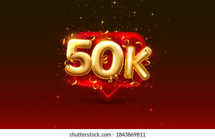 Thank you followers peoples, 50k online social group, happy banner celebrate, Vector illustration