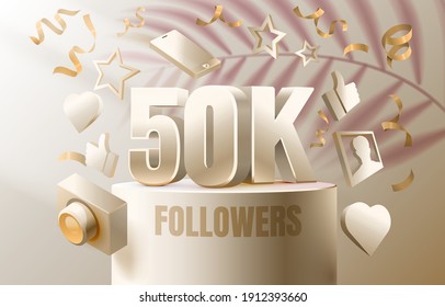 Thank you followers peoples, 50k online social group, happy banner celebrate, Vector illustration