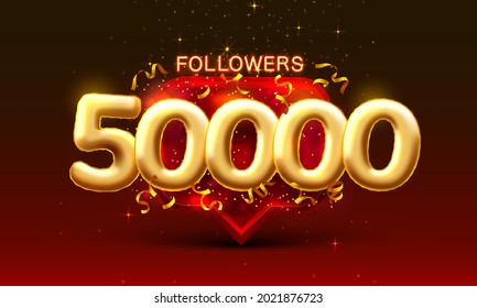 Thank you followers peoples, 50k online social group, happy banner celebrate, Vector illustration