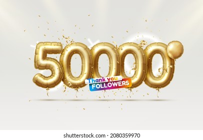 Thank you followers peoples, 50k online social group, happy banner celebrate, Vector illustration