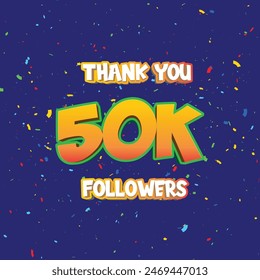 Thank you followers peoples, 50k online social group, happy banner celebrate, Vector illustration