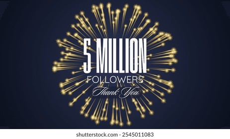 Thank you followers peoples, 5m online social group, happy banner celebrate, Vector illustration image.