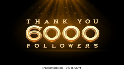 Thank you followers peoples, 6000 online social group, happy banner celebrate, Vector illustration
